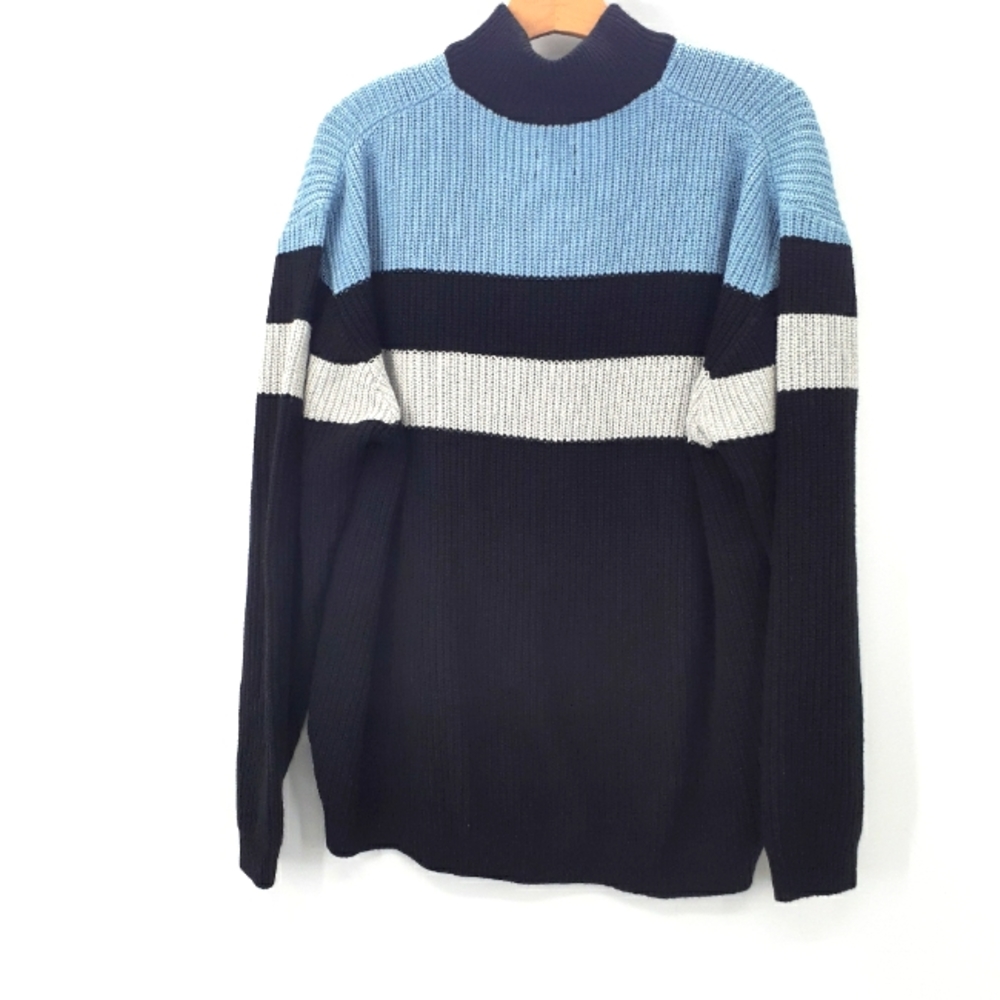 ASOS Knitted Ribbed Half Zip Sweater with Color Block Chests - Picture 3 of 8